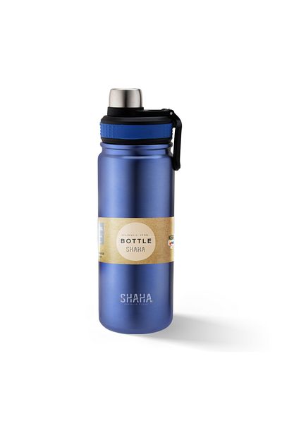 SHAHA Vacuum Bottle Sport 680ml With Plastic Handle Blue