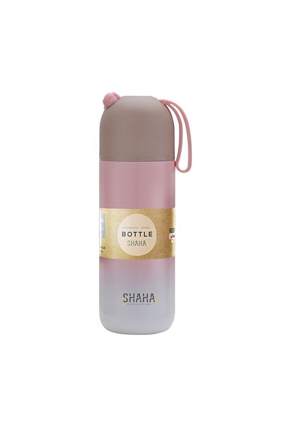SHAHA VACUUM BOTTLE 300ML WITH SILICONE HANDLE PINK