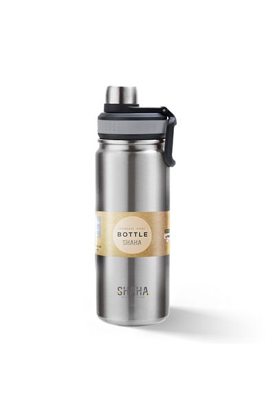 SHAHA VACUUM BOTTLE SPORT 680ML WITH PLASTIC HANDLE SILVER