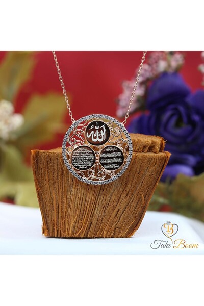 Takı Boom Ayetel Kürsi Nazar Duası Ve Allah Yazılı Dualı Kolye 925 Ayar Gümüş...