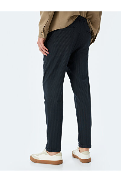 Koton Folded Leg Viscose Blended Buttoned Waist Lace up Slim Fit Summer Trousers