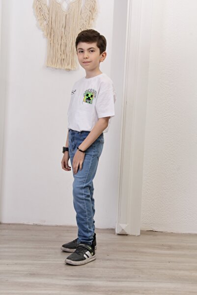 minny max Erkek Çocuk Likralı Denim Kot Pantolon