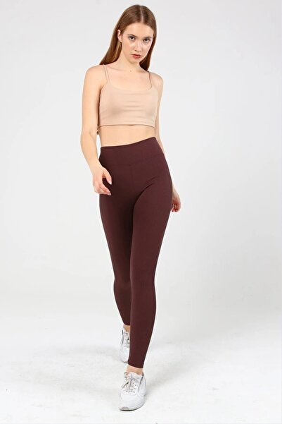 manolyabutik Ribbed Raised, Comfortable High Waist Gathering Leggings