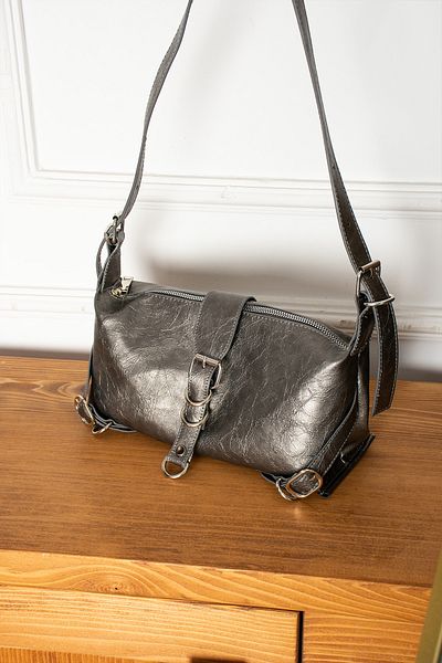 Mojeva Luce Antique Grey - Geantă de mână și de umăr vintage pentru femei cu centură reglabilă