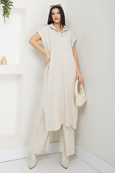 SENSTIL طقم تريكو كريمي - بنطلون SS2585