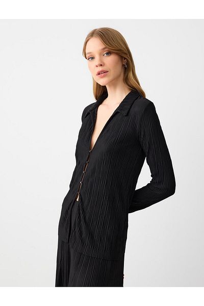 Jimmy Key Black Long Sleeve Slim Fit Knitted Shirt