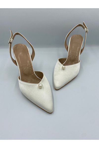 Aslının Butiği Fairy Pearl Detailed Women's Heeled Shoes 9cm