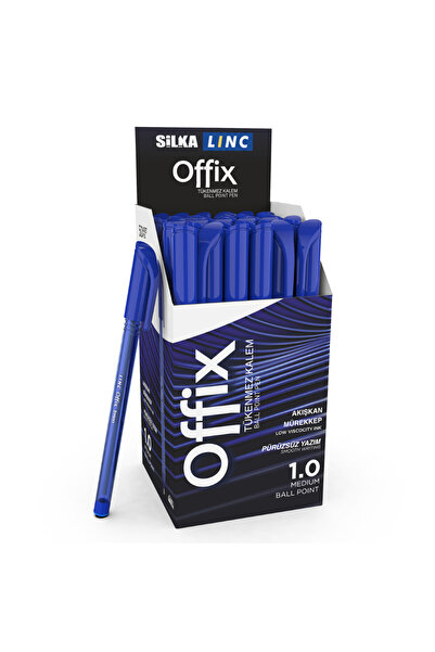 Silka Linc Offix Iğne Uç Mavi Tükenmez Kalem 1mm Uç 50'li Paket