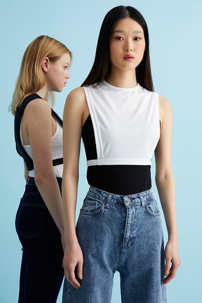 mirach 2 Pack Crew Neck Αμάνικο Σετ γιακά Λαιμού Λευκό και Μαύρο