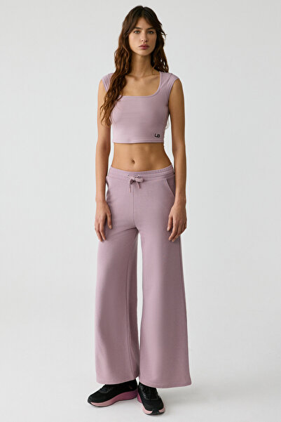 Urban Beat Tijana Women's Elastic Waist Wide Leg Relaxed Dusty Rose Sweatpants