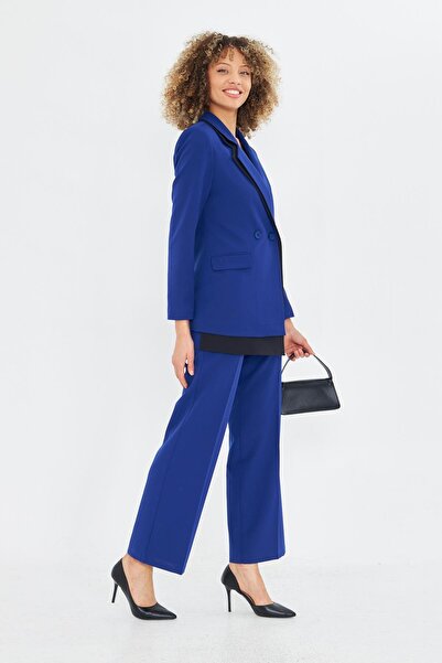 LOVELF Çift Yaka Kruvze Ceketli Takım Saks