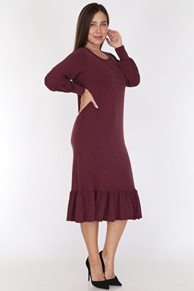 modayız Burgundy Skirt Frilly Dress 16e-0785