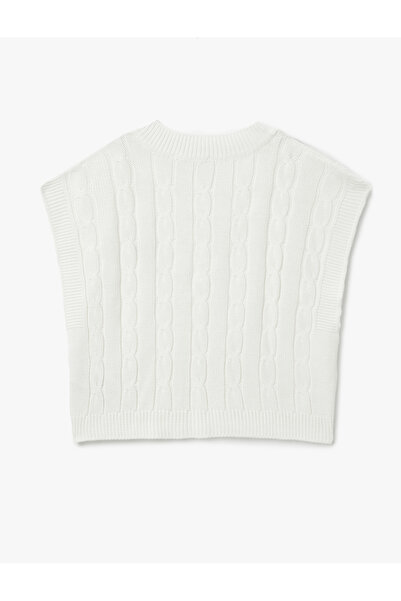 Koton V-Neck Oversize Hair Knitted Sweater with Embroidery Detail