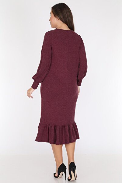 modayız Burgundy Skirt Frilly Dress 16e-0785