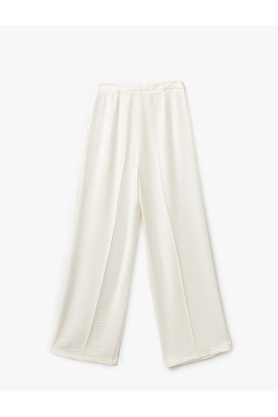 Koton Women's High Waist Palazzo Pants with Pockets Viscose Fabric