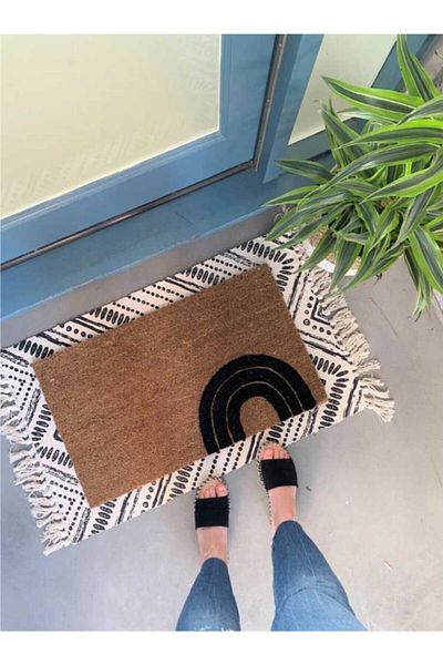 DefLife Home Rainbow Black Door Front Koko Mat