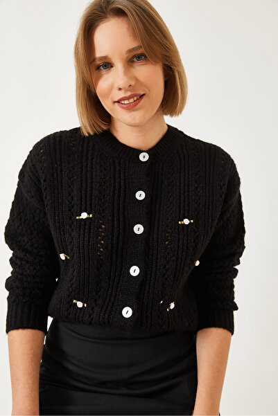 Bianco Lucci Women's Openwork Floral Knitwear Cardigan 20246904