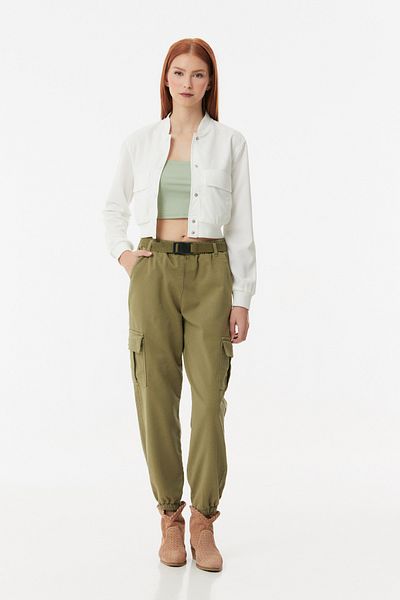 Fulla Moda Παντελόνι Gabardine με τσέπες Cargo