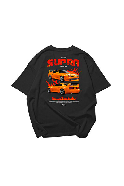 SVART WEAR Μπλουζάκι Supra Toyota με τύπωμα oversized Unisex Μαύρο