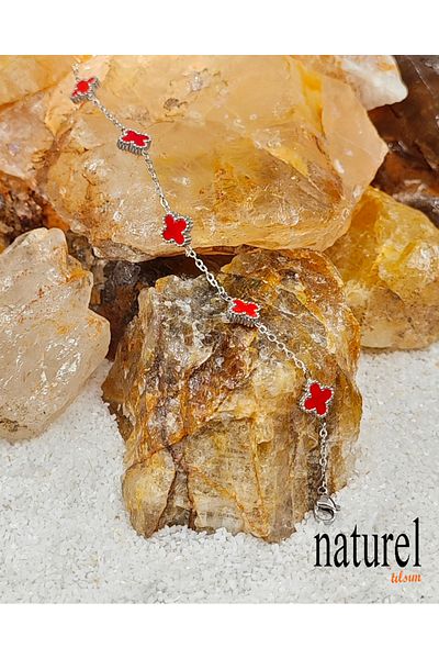 Naturel Tılsım Red Clover Stainless Steel Bracelet