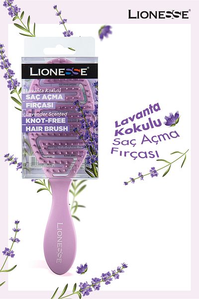 Lionesse Lavender Scented Hair Brush 378 - Flexible Structure, Easy to Comb