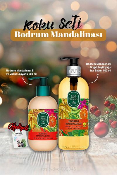 Eyüp Sabri Tuncer Hand and Body Lotion 280 Ml, Liquid Soap 500 ml B. Mandarin and Rosie Gift