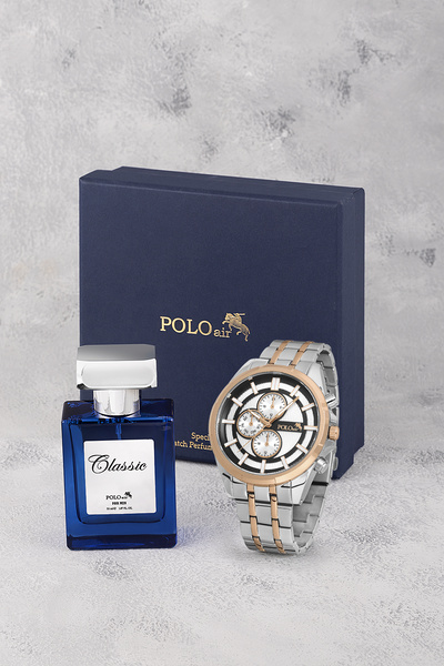 Polo Air Erkek Kol Saati Ve Parfüm Seti Şık Hediyelik Kutusunda Kombin Gümüş ...