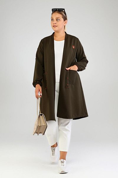 Ferace Tesettur Giyim Γυναικεία Ζακέτα Mother Ottoman Steel Plus Size Ζακέτα με τσέπες