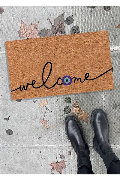 DefLife Home Simple Welcome Evil Eye Beaded Door Mat