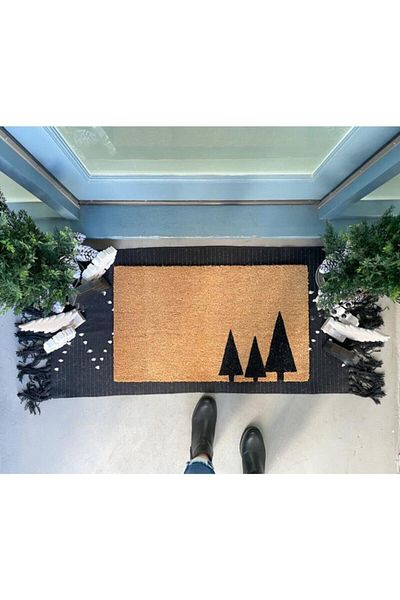 DefLife Home Christmas Pine Trees Door Front Koko Mat