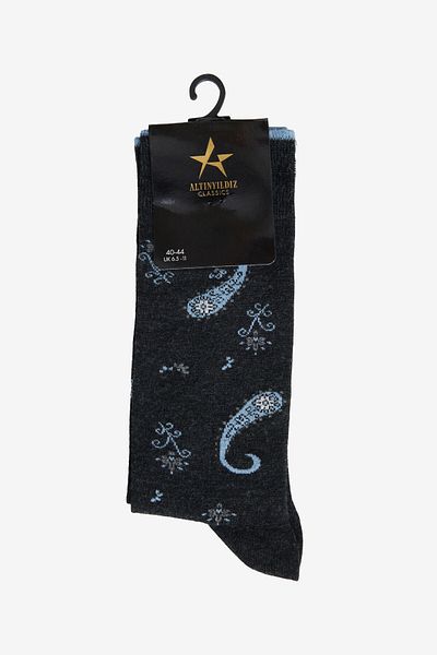 ALTINYILDIZ CLASSICS Men's Anthracite Patterned Anthracite Cotton Casual Socks