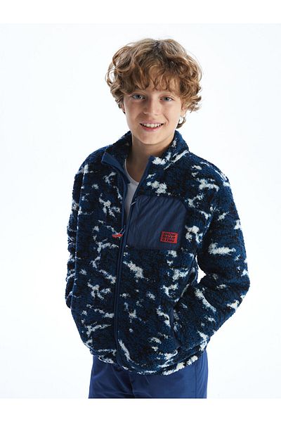 LC Waikiki Lcw Stand Collar Fleece Boys Zipper Sweatshirt Fast Fashion