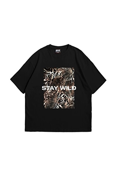 Tarzsokak Stay Wild Леопард з принтом 24/1 Oversize Unisex Чорний