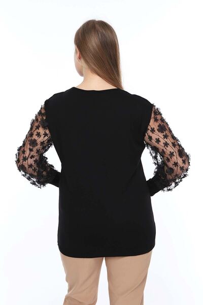 modayız Μπλούζα με λουλουδάτο μανίκι μεγάλου μεγέθους 6D-0842