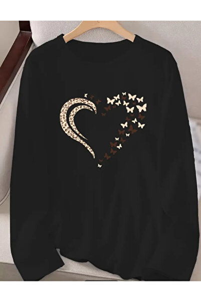 Marco Fresco Hanorac unisex cu imprimeu inimă, jumătate fluture, jumătate aur...