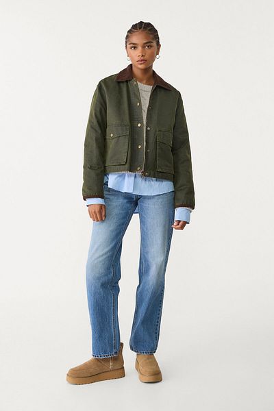 Stradivarius Contrast Short Waxy Look Parka