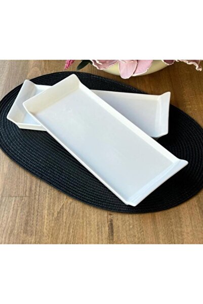 Akıncı Seramik 2'li Dikdörtgen Servis Tabağı (28,5 x 11,5 cm)