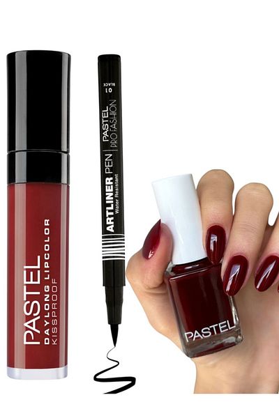 Pastel أحمر شفاه Artliner Matte 36 + طلاء أظافر 119 + قلم Daylong 01 أسود