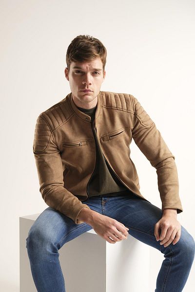 Oksit Ανδρικό σουέτ παλτό Tuci Zenta Slim Fit Judge Collar με φλις εσωτερικά