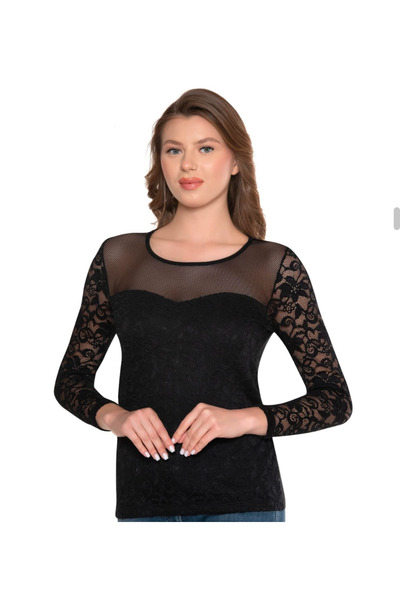 Belinay Жіночий, чорний, 96% віскоза, круглий виріз, рукави з мереживними дет...