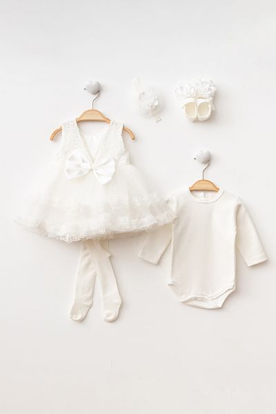 Ponpon Baby Luxury 6 Piece Floral Baby Dress - Newborn Gift