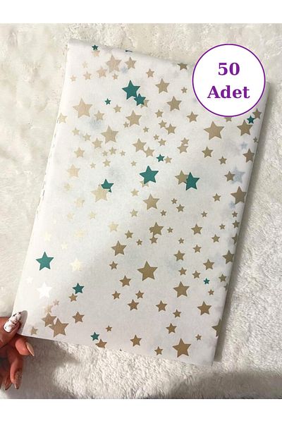 Hayal.kirtasiyesi New Year's Gift Package - Patterned Plush Paper 50 Pcs, 50X70 cm