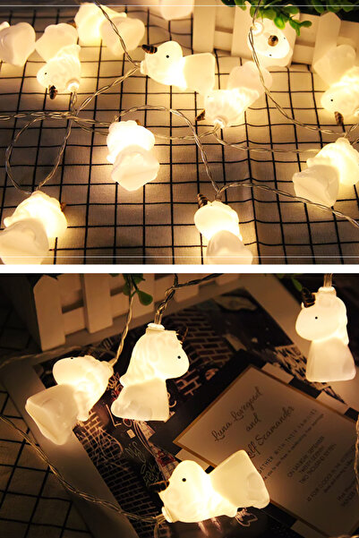 Ecuy Unicorn Şekilli 10'lu Led Işık – Pilli, Dekoratif Bebek & Çocuk Odası Gece Lambası