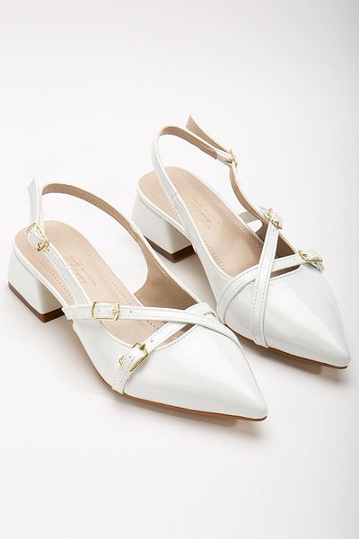 Hayalimdeki Ayakkabı White Patent Leather Pary Women's Heeled Shoes