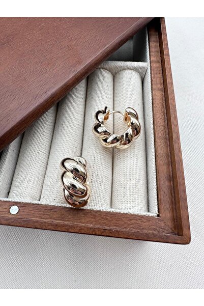 Jerie Kalın Bombeli Orta Boy Burgulu Halka Küpe