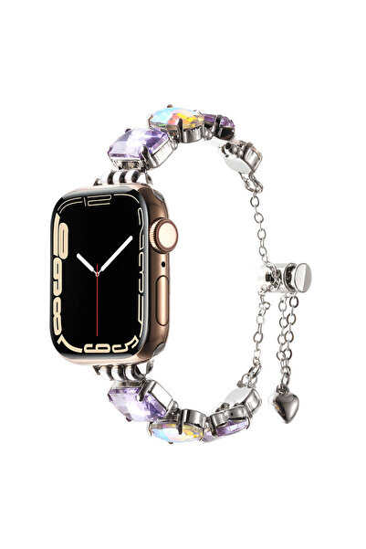 UnDePlus Apple Watch 10/11 Serisi 46mm Kordon Renkli Taşlı Tasarımlı İnce Şık Kordon 115