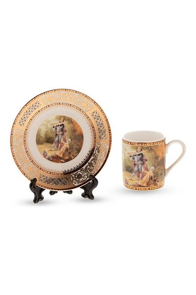 Dania 12-Piece Turkish Coffee Cup And Saucer Set Gold/White/Clear 5x5x6cm