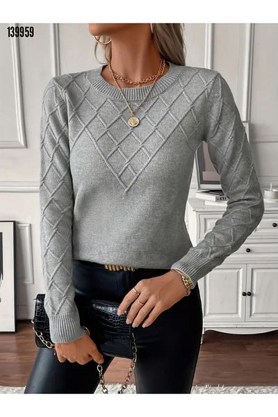 Kokosh moda Γυναικεία μακρυμάνικη πλεκτή μπλούζα με λαιμόκοψη