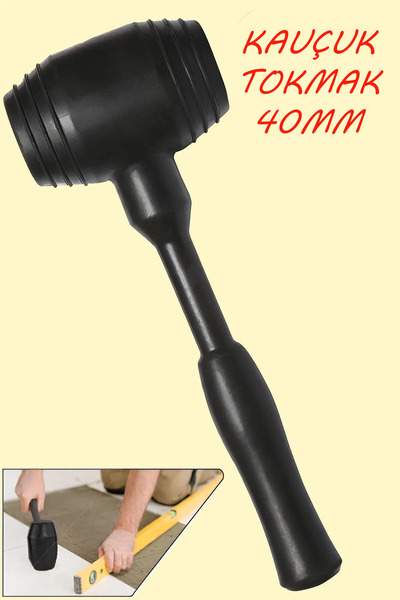 NUBLADO Kaucuk Tokmak Fayans Fayansçı Tokmağı Çekiç Seramik Karo Döşeme Parke Tadilat 40 lık Siyah.