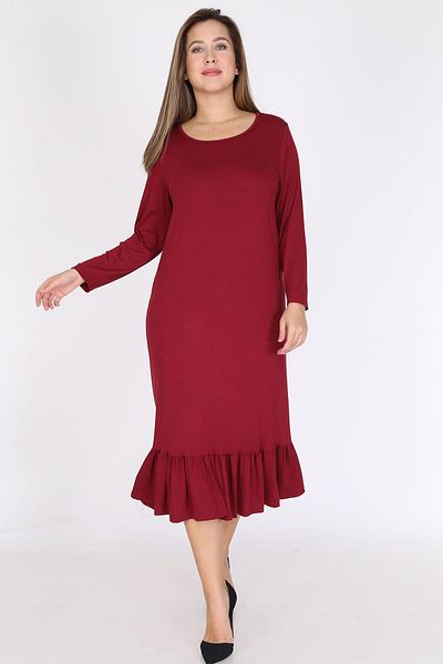 modayız Rochie burgundă cu mânecă lungă mărime mare 12c-0786